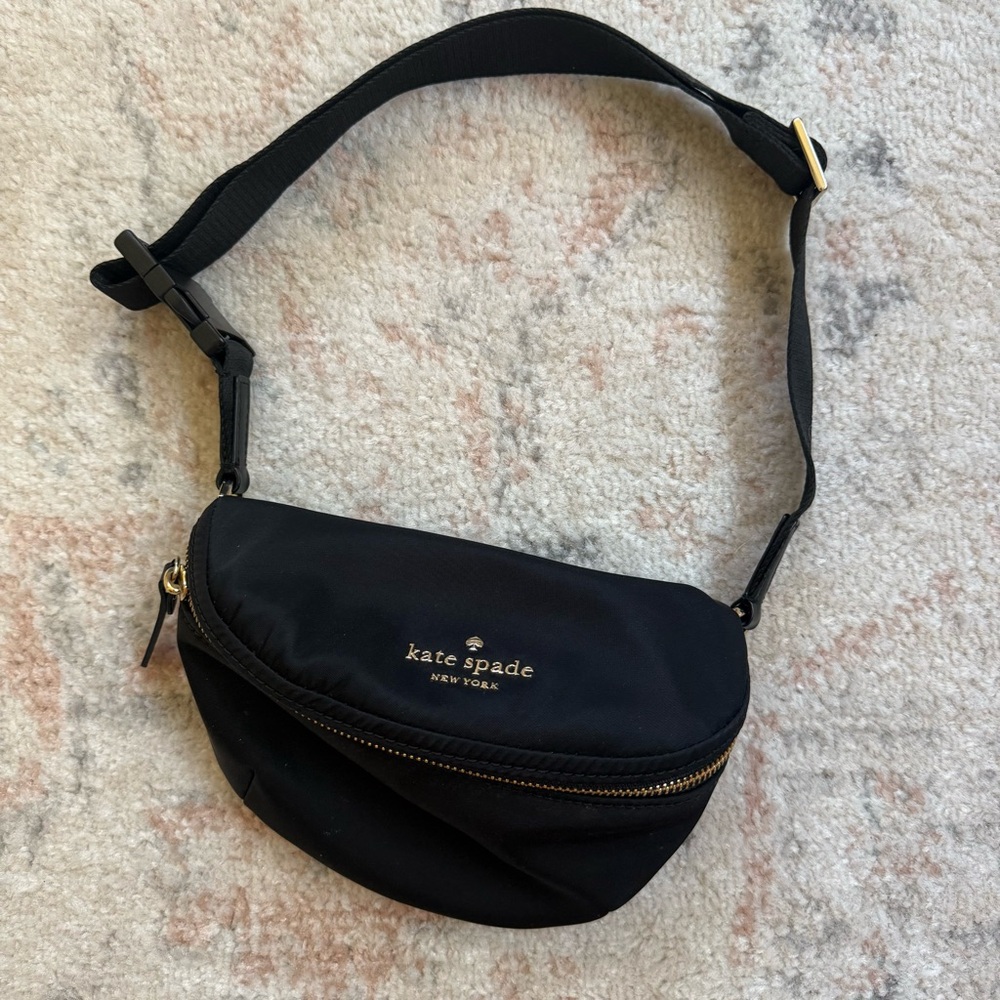 Kate Spade Black Crossbody Bag with Gold Zipper